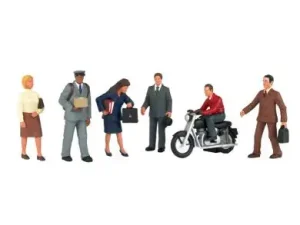 HO SCALE BACHMANN CITY PEOPLE WITH MOTORCYCLE (6 PIECES)